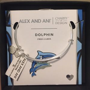Alex and Ani: Dolphin Charm Bangle - Shiny Silver
